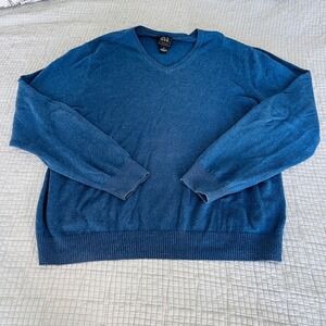 Jos A Bank Sweater Mens XL Traveler V Neck Teal Pima Cotton Casual Pullover